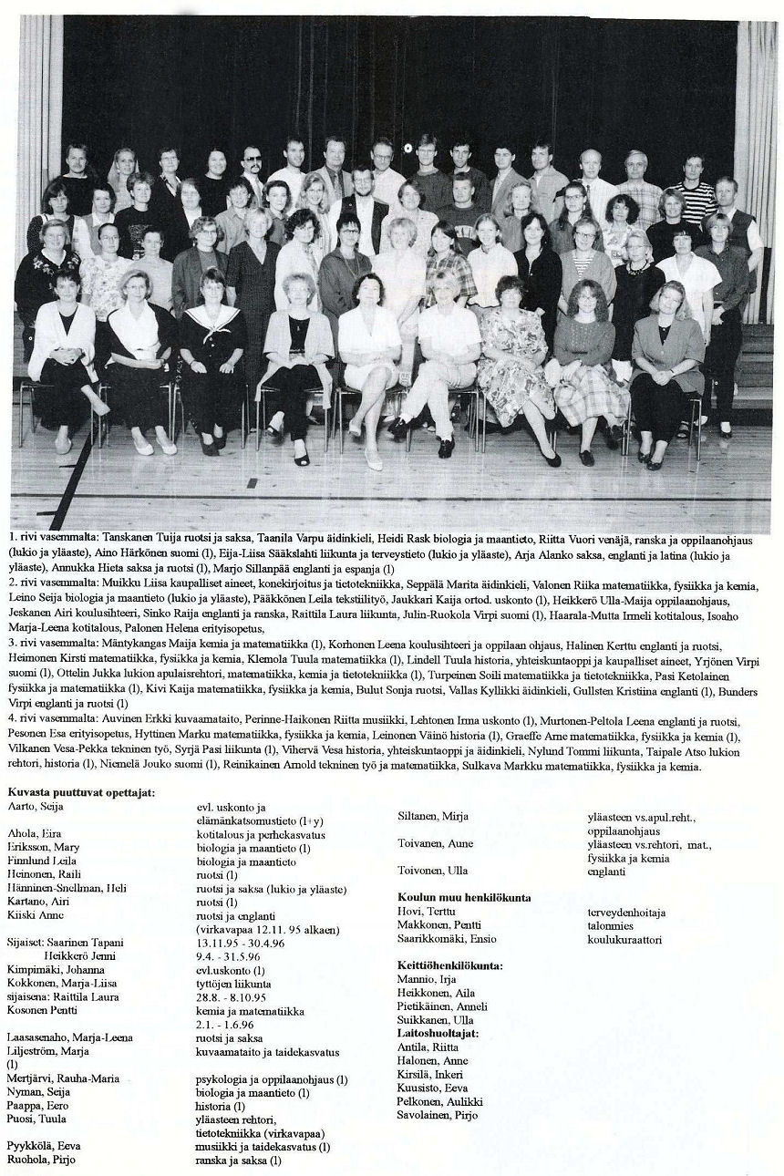 opettajat 1995 - 1996