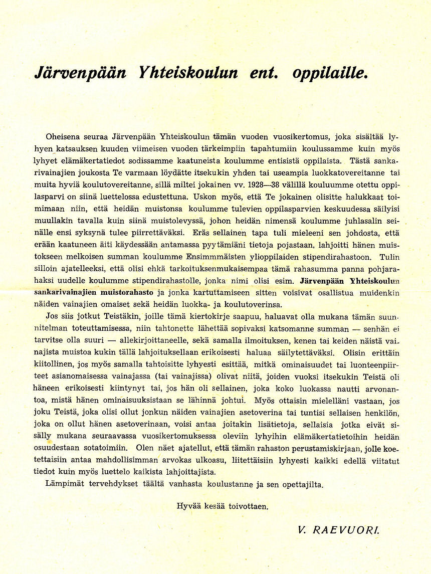 sankarivainajien muistorahaston perustaminen