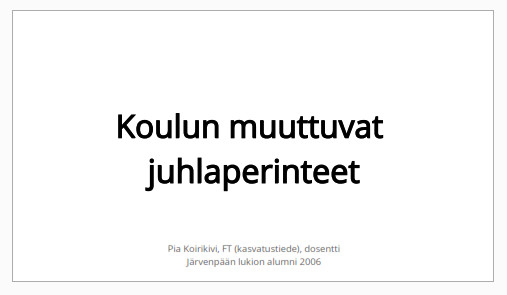 Pia Koirikivi - materiaali