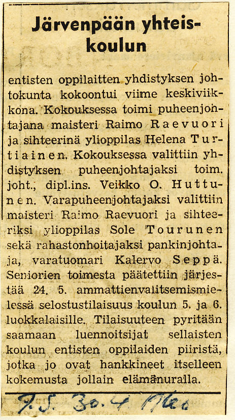 Järvenpään seutu 30.4.1960