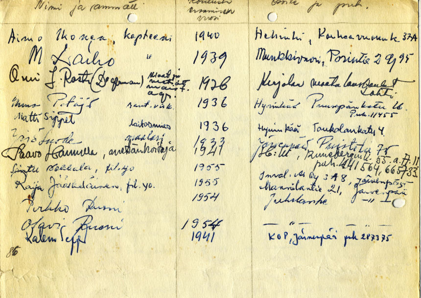 Ensimm�inen nimilista