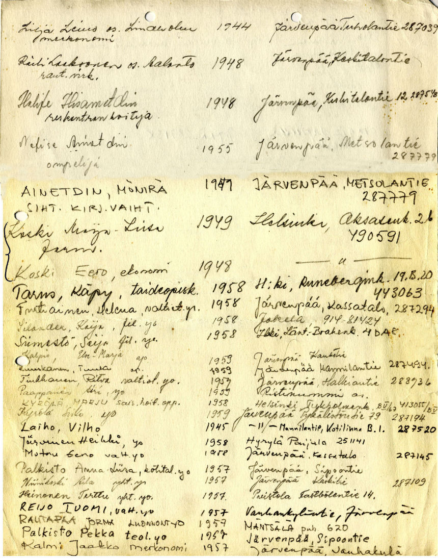 Ensimm�inen nimilista