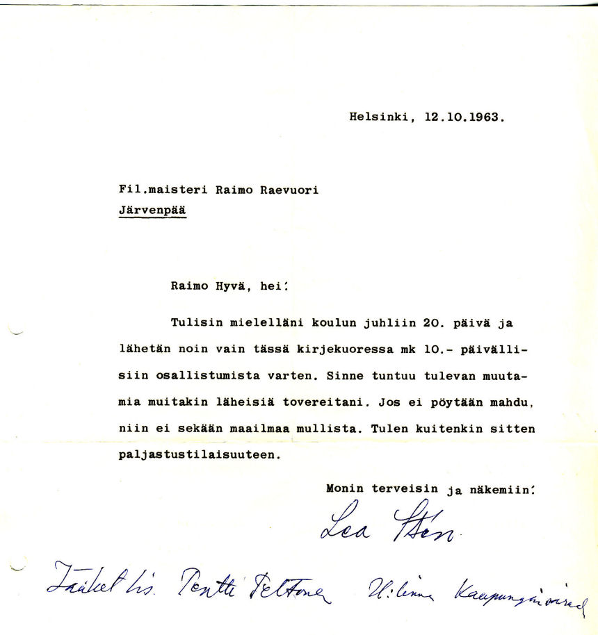 kirje 12.10.1963