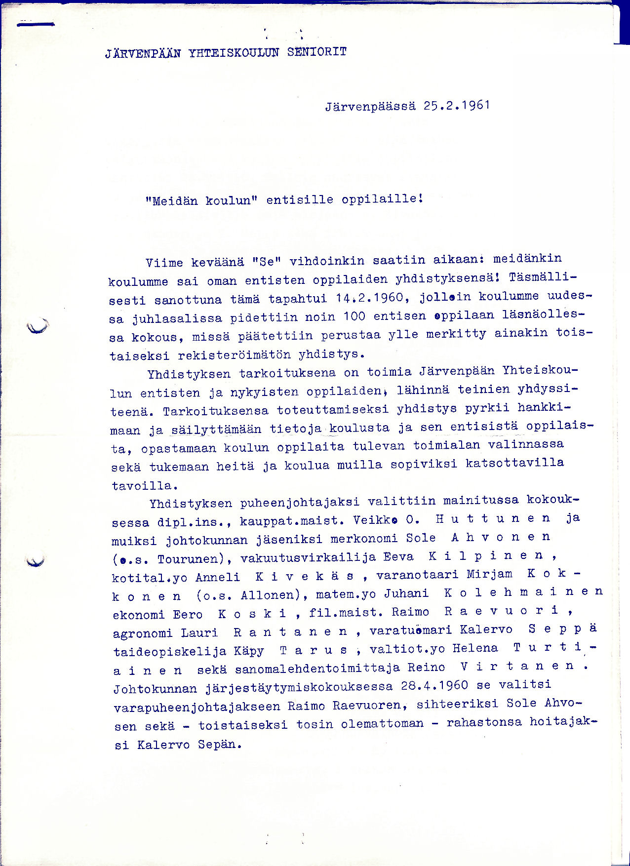 Vanhan senioriyhdistyksen toimintakertomus sivu 1