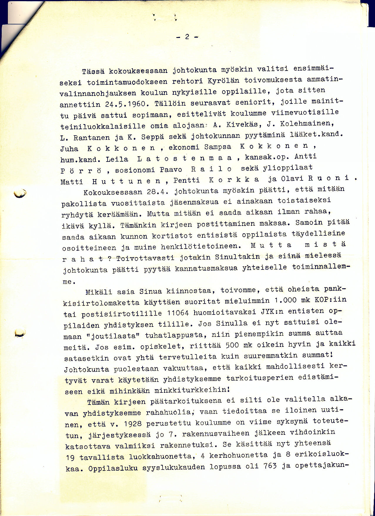 Vanhan senioriyhdistyksen toimintakertomus sivu 2